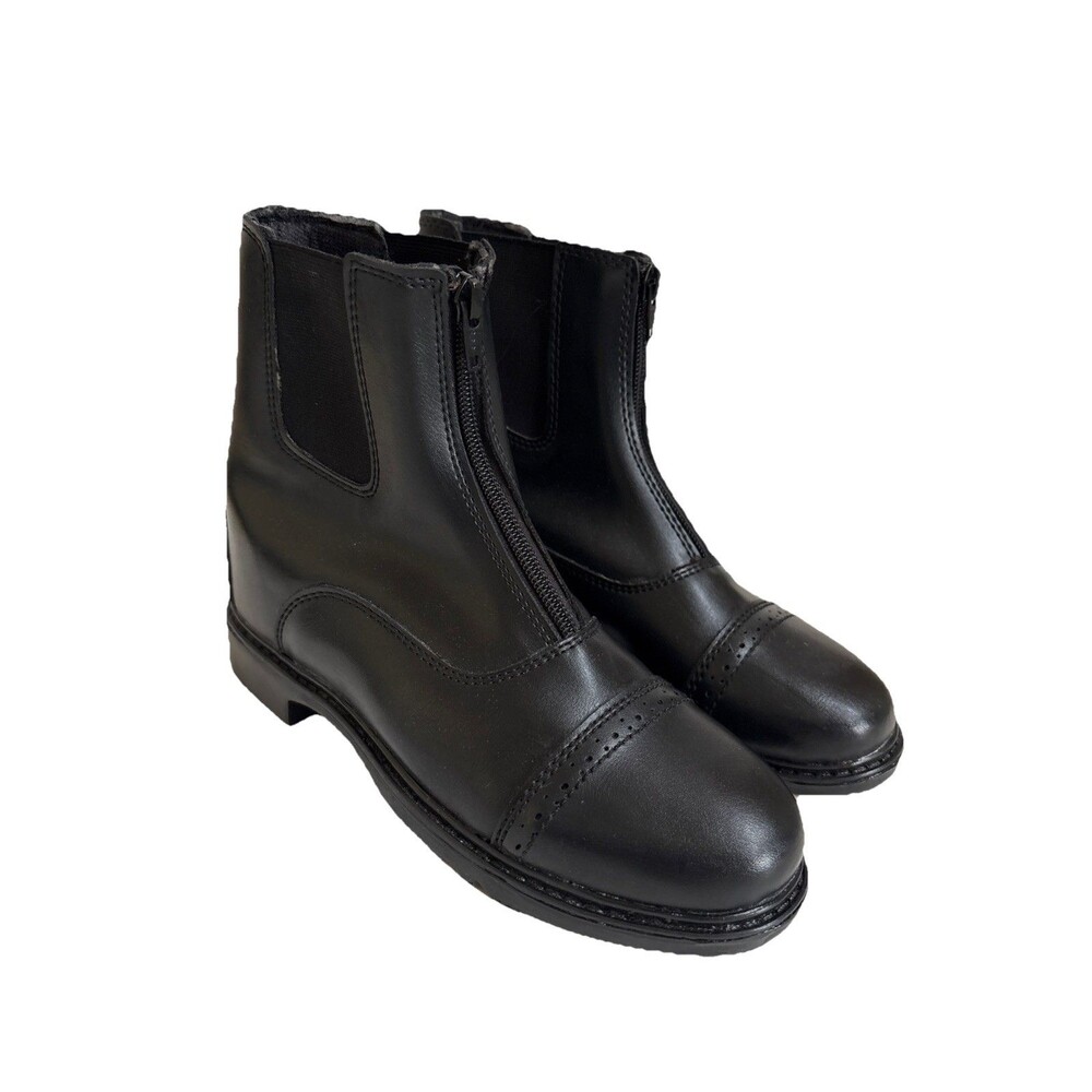NWOB TuffRider Ladies Starter Black Front Zip Paddock Boots Size 5 Equestrian